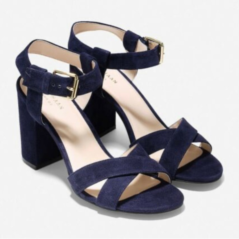 Cole Haan Kadi Blue Suede Heeled Sandals